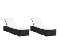Helloshop26 Lot de 2 chaises longues résine tressée - Noir