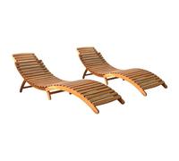 Helloshop26 Lot de 2 chaises longues en bois - Bois
