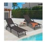 Lot de 2 transats de jardin inclinables FIDJI en acier noir et toile gris anthracite gris G