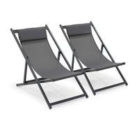 Lot de 2 transats en aluminium anthracite Santiago - Oviala