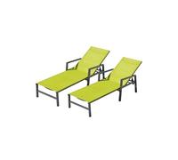Concept Usine – Lot de 2 transats Bari · Aluminium, dossier 6 positions, gris foncé & vert