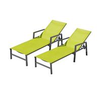 Concept Usine – Lot de 2 transats Bari · Aluminium, dossier 6 positions, gris foncé & vert