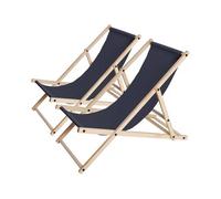 Lot De 2 Transats En Bois "Chilienne" - 107 X 56.5 X 81 Cm - Gris Gris