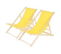 Lot de 2 transats en bois ""Chilienne"" - 107 x 56.5 x 81 cm - Jaune