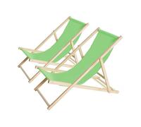 Lot de 2 transats en bois ""Chilienne"" - 107 x 56.5 x 81 cm - Vert