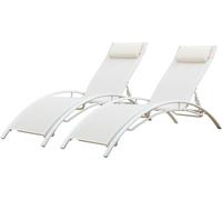 Happy Garden Transats Galapagos 1280WW Lot de 2 Textilène blanc aluminium blanc 130 kg