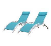 Lot de 2 transats GALAPAGOS en textilène bleu - aluminium blanc Bleu G
