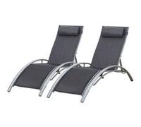 Lot de 2 transats GALAPAGOS en textilène gris - aluminium gris Gris G