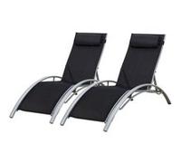 Lot de 2 transats GALAPAGOS en textilène noir - aluminium gris Noir G