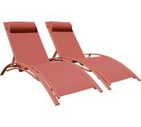Happy Garden Lot de 2 transats Galapagos Textilène structure aluminium Terracotta Multi-positions