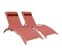 Lot De 2 Transats Galapagos En Textilène Terracotta - Aluminium Terracotta Orange