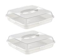 Lot de 2 - Transport pour Gâteaux et Pâtisseries - Plateau à Pâtisseries Rectangulaire - Sans BPA,Pique-niques et Fêtes (Crème)