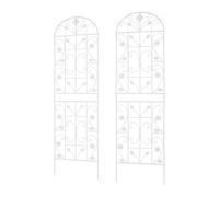Lot de 2 treillis de jardin pour plantes grimpantes en fer blanc classique bombé 180 x 50 cm Fixation au sol
