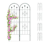 Lot de 2 treillis Relaxdays en métal 180 x 50 cm, palissage vintage pour jardin, arc et pointe, à planter, vert foncé