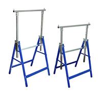 Lot de 2 tréteaux d'échafaudage réglables en acier, charge jusqu'à 150 kg, hauteur réglable de 81 à 130 cm, pliables avec fermeture de sécurité pour chantier, atelier, jardin, rénovation, montage