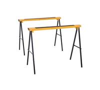 HomCom Tréteaux pliables Lot de 2 – poignée de transport, antidérapant métal 100x50x76 cm noir/jaune
