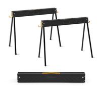 Lot de 2 tréteaux pliables métalliques 94 x 47 x 74 cm charge 500 kg légers et portables en métal galvanisé noir 20_0018357