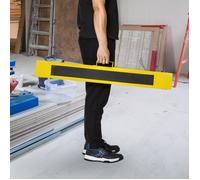 Lot de 2 tréteaux pliables télescopiques réglable en hauteur poignée transport dim. 100L x 60l x 62-90H cm métal noir jaune