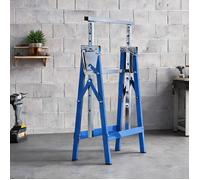 Lot de 2 tréteaux pliants en acier bleu, hauteur réglable 80-130 cm, capacité 200 kg