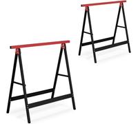 Lot de 2 tréteaux polyvalents pliables jardin bricolage 74 x 78 x 40 cm en acier noir 13_0018389