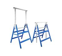 Lot de 2 tréteaux télescopiques en acier laqué époxy bleu