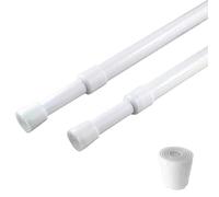 Lot de 2 tringles à rideaux réglables de 71 à 109 cm de diamètre, blanc, petites, courtes, extensibles à ressort pour fenêtre, salle de bain, placard, cuisine
