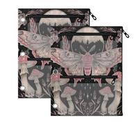 Lot de 2 trousses à crayons à 3 anneaux, motif papillon pastel, 27,9 x 22,6 cm, grande capacité durable pour classeur