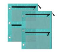 Lot de 2 trousses à crayons perforées à 3 anneaux Turquoise Taille M 27,9 x 22,6 cm
