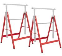 Lot de 2 tršŠteaux pliables tšŠlescopiques hauteur ršŠglable 80-130 cm rouge