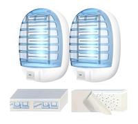 Lot de 2 tue-insectes d'intérieur avec 6 pièges adhésifs transparents pour | Kit de piège à insectes volants électrique avec 6 pièges à mouches transparents pour la maison, la cuisine