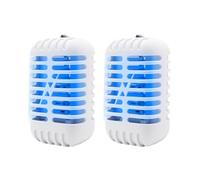 Lot de 2 tue-insectes électriques avec lumière UV, lampe UV pour intérieur, piège à moustiques et mouches compact avec bac de récupération amovible pour chambre à coucher, cuisine et bureau (blanc)