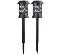 Lot de 2 tue-insectes solaires étanches pour l'extérieur - Pour l'extérieur - Avec piquet de suspension ou de sol - Construction en ABS et métal - Deux modes d'éclairage
