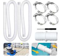 Lot de 2 Tuyaux de Piscine 32 mm , Avec 4 Clips de Sécurité et 1 Raccord de Tuyau, Tuyau de Piscine de 150 cm et 32 mm, Pour Pompe