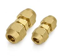 Lot de 2 tuyaux de réfrigérant 1/4 3/8", raccord de tuyau double mamelon | Quick Connect Kit de raccordement pour climatiseur 1/4 3/8 tuyaux en cuivre avec filetage extérieur pour installation