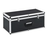 Lot de 2 valises de rangement noires en aluminium ABS et bois, verrouillables avec 2 clés, différentes tailles 62,5 x 28 x 27 cm et 47 x 23,5 x 18,5 cm, transport robuste pour outils, ménage