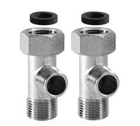 Lot de 2 valves à 3 voies en T - 3/8" - Droites et 9/16" latérales - Vanne de connexion à 3 voies - Pour robinet, lave-linge, lavabo - Tuyau de douche