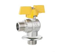 Lot de 2 valves d'angle en laiton DN15 1/2" - Valve d'arrêt à gaz avec | Poignée papillon Double filetage extérieur pour tuyau d'eau et de gaz pour alliage robuste 57-3 Construction compacte Manuel
