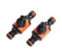 Lot de 2 valves de robinet de tuyau d'arrosage de 16 mm, connecteur de contrôle du débit d'eau en ligne, coupleur rapide avec poignée en TPR pour irrigation de pelouse, arrosage de jardin