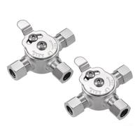 Lot de 2 valves thermostatiques en laiton sans plomb Chromé 1 cm | Manche de mixage manuel, rapport chaud/froid précis, confort optimal, compression de 1 cm, finition chromée