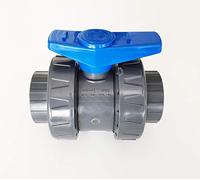 Interplast Vannes à boisseau Modèle 2020 à coller 50 mm (1"1/2) double union PVC PN16 - Lot de 2