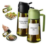 Lot de 2 Vaporisateur Huile 470ml Oil Sprayer 2-en-1 Spray et Verseur | Bouteille Assaisonnement Anti-Fuite en Spray Huile Verre Opaque, pour Cuisine, Salade Allégée, Barbecue (Noir + Vert)
