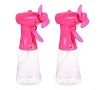 Lot de 2 vaporisateurs à vapeur d'eau portatifs alimentés par piles - Grande capacité - 500 ml - Avec buse réglable - Refroidisseur d'air personnel pour voyage, été, plage, extérieur - Rose