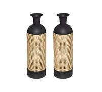 - Lot de 2 Vases en cannage Arbela - Hauteur 60,50 cm - Noir - HOURIA