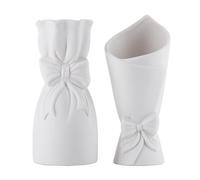 Lot de 2 vases floraux en porcelaine givrée faits à la main, vases géométriques en céramique pour décoration d'intérieur moderne et mariage haut de gamme, texture givrée mate