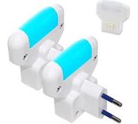 Lot De 2 Veilleuses LED FISHTEC Lumière Bleue Douce Sur Prise Interrupteur ON/OFF Faible Consommation 1 W Compactes Blanc G
