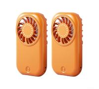 Lot de 2 ventilateurs portables compacts pour voyage et maquillage, rechargeable par USB C, 5 niveaux de flux d'air réglables, design fin de la taille d'un smartphone (orange)
