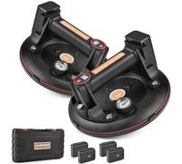 Lot de 2 ventouses électriques avec manomètre et 4 batteries, ventouse à batterie de 20,3 cm avec affichage numérique, capacité de charge de 300 kg, transport robuste du verre de fenêtre, carrelage en