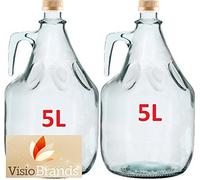 Lot de 2 Verre Dame-Jeanne Dame-Jeanne Complet Bouteille en Verre 5L Bdg5z