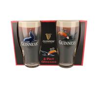 Lot de 2 verres à bière Guinness officiels - Sceau et toucan volant - Lot de 2 verres à bière