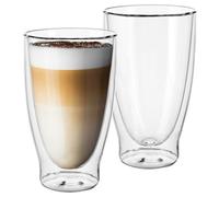 Lot de 2 verres à café à double paroi 400 ml - Pour latte macchiato, cappuccino et expresso - Verre isolé résistant à la chaleur et passe au lave-vaisselle - Verres thermiques à café